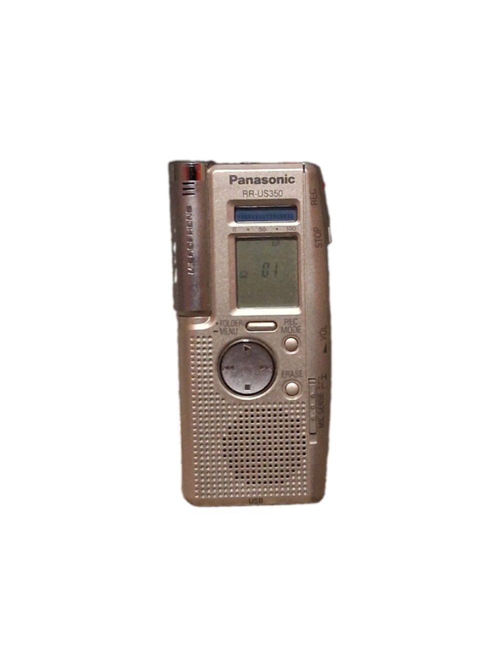 Panasonic RR-US350 Flash Memory USB Voice Recorder Built-In Mic Headphone Jack